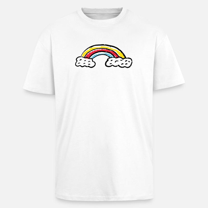 Regenbogen-Pinsel-Bogenstriche - Oversized Heavyweight Unisex T-Shirt - Weiß