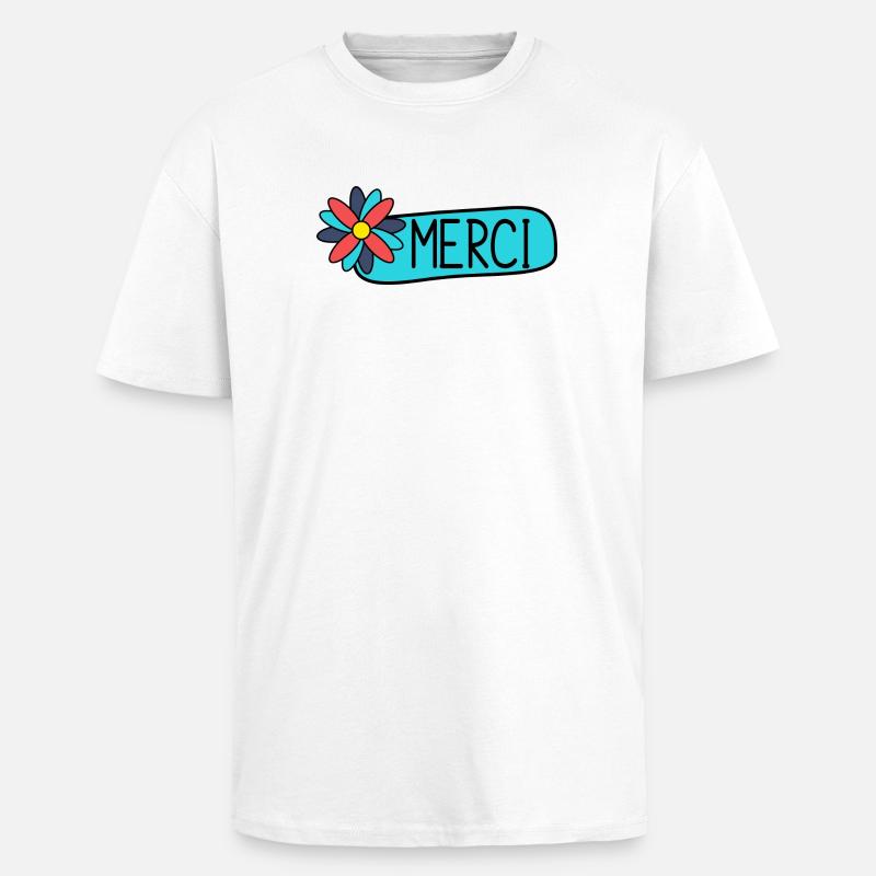 MAÎTRESSE. MAITRE. MERCI. MERCI MAÎTRESSE - T-shirt unisexe oversize épais - blanc