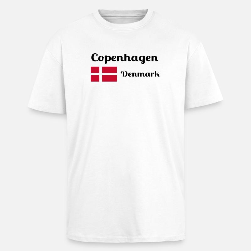 Copenhague, Danemark - Imprimés élégants - T-shirt unisexe oversize épais - blanc