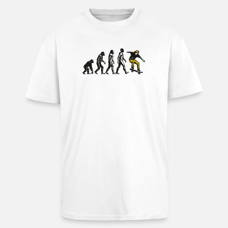 Evolution Skateboarder – Grunge Skate Design - Unisex Oversized Heavyweight T-shirt - white