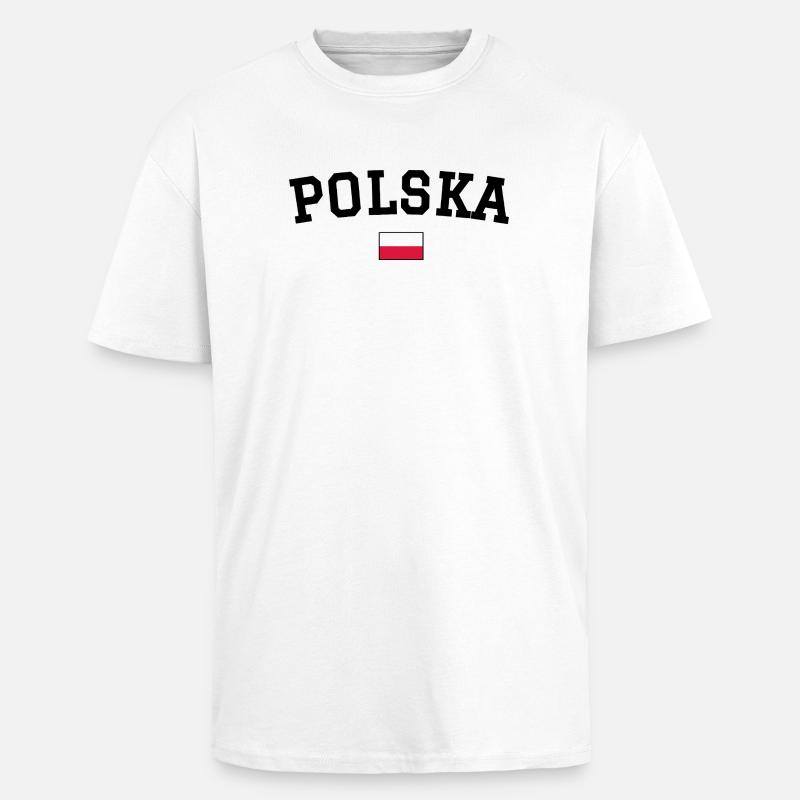 Drapeau polonais Noir - T-shirt unisexe oversize épais - blanc
