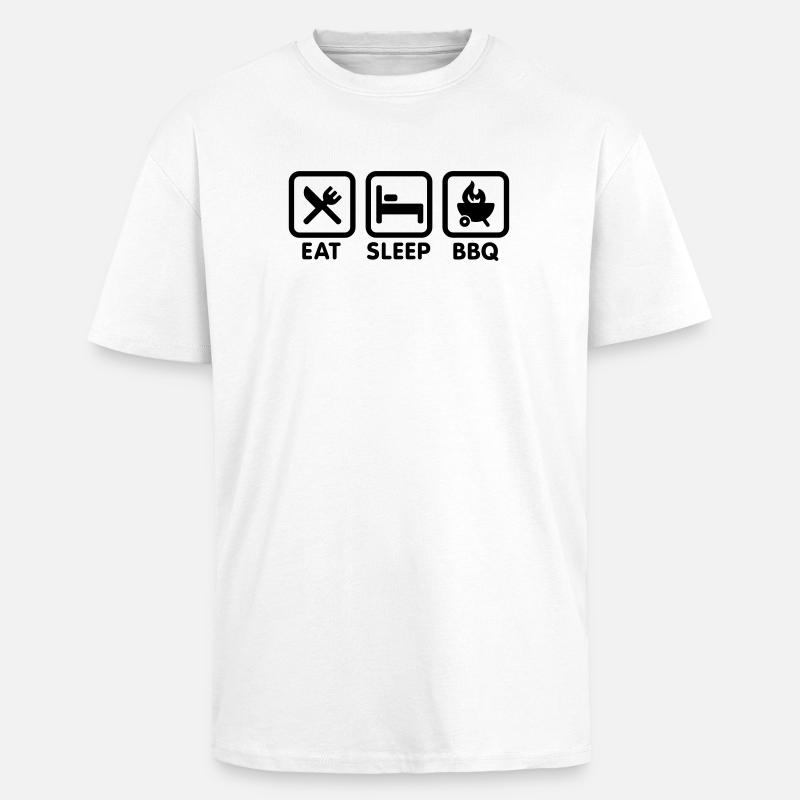 EAT - SLEEP - BBQ - Oversized Heavyweight Unisex T-Shirt - Weiß