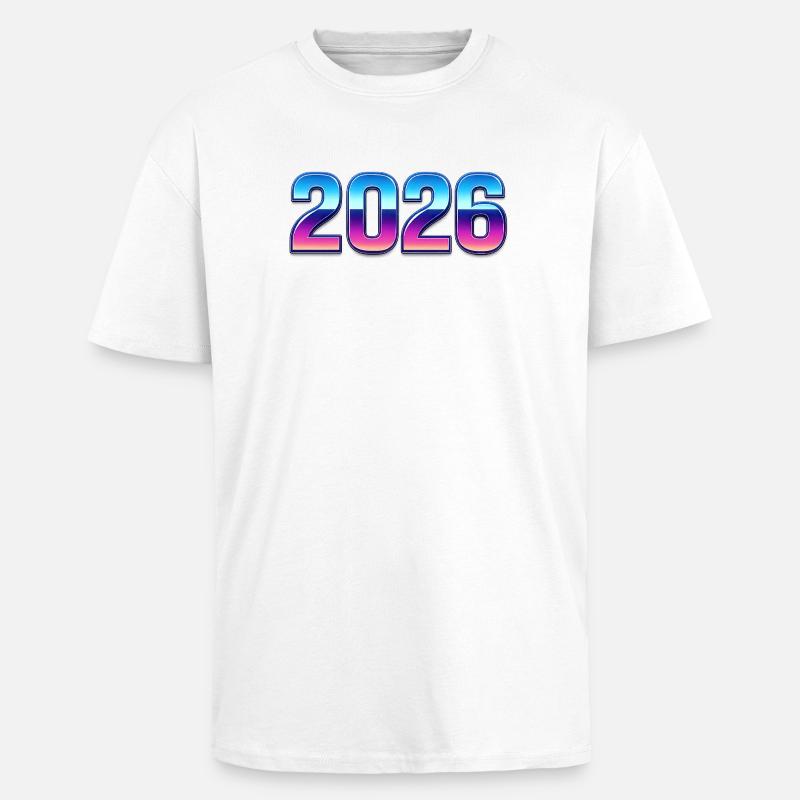 Neon 2026 Gradient Design - Unisex Oversized Heavyweight T-shirt - white