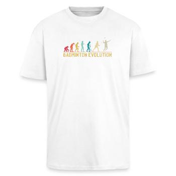 Badminton Evolution Zeitleiste Design - Oversized Heavyweight Unisex T-Shirt - Weiß - Vorne - Alina (178cm) & Michal (187cm)