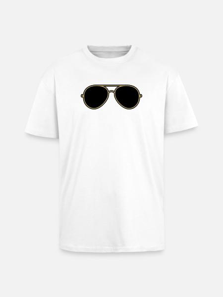 Iconic Gold & Black Aviator Goggles - Unisex Oversized Heavyweight T-shirt - white