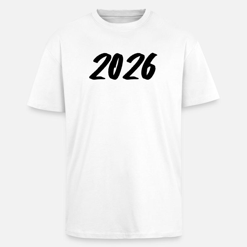 Coup de pinceau année 2026 - T-shirt unisexe oversize épais - blanc