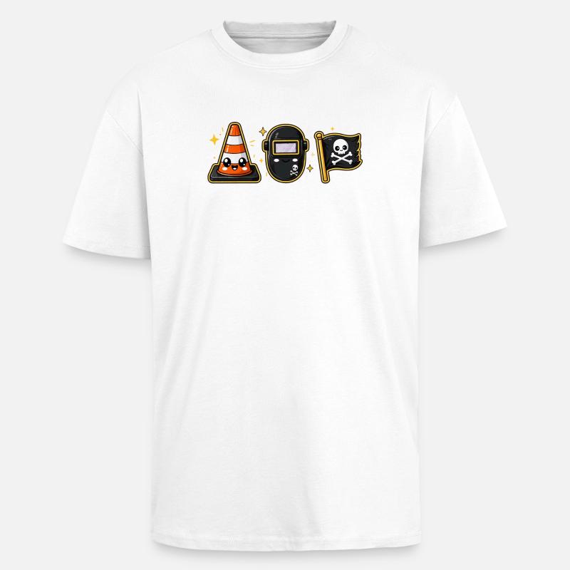 Construction site construction worker pirate - Unisex Oversized Heavyweight T-shirt - white
