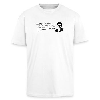 Franz Kafka-Beuys | Verwandlung Gregor Samsa Kunst - Oversized Heavyweight Unisex T-Shirt - Weiß - Vorne - Alina (178cm) & Michal (187cm)