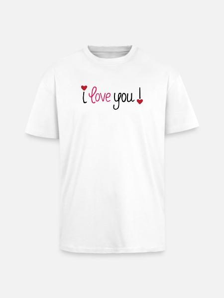 Saint-Valentin Je t’aime Cœurs - T-shirt unisexe oversize épais - blanc