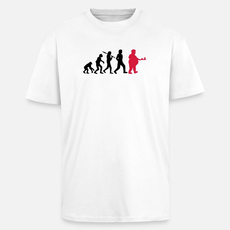 Fast Food Evolution - Oversized Heavyweight Unisex T-Shirt - Weiß