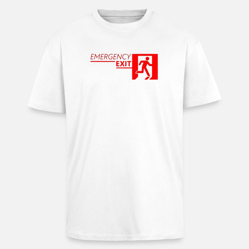 Emergency EXIT Classic Red - T-shirt unisexe oversize épais - blanc