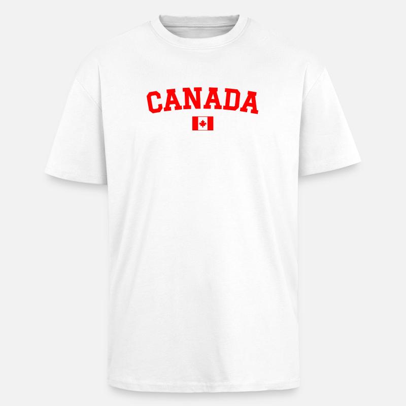 Drapeau du Canada Rouge - T-shirt unisexe oversize épais - blanc