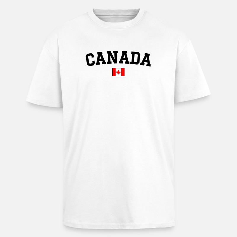 Canada Flag Design Black - Unisex Oversized Heavyweight T-shirt - white
