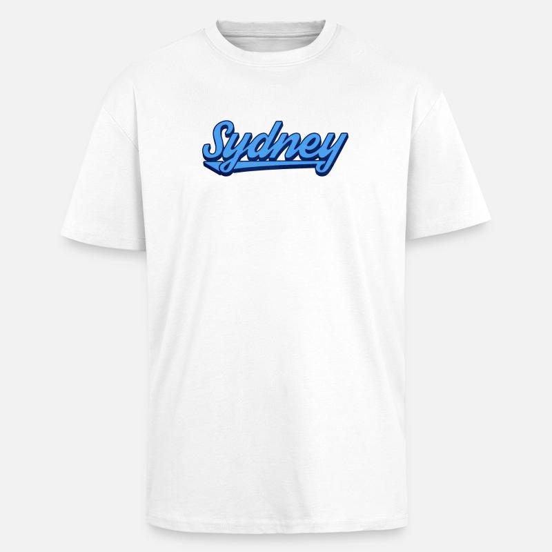 Sydney Ocean Script Logo - Unisex Oversized Heavyweight T-shirt - white