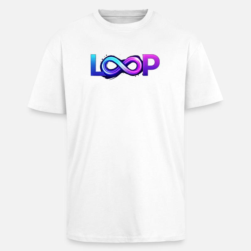 Neon Loop Infinity - Unisex Oversized Heavyweight T-shirt - white