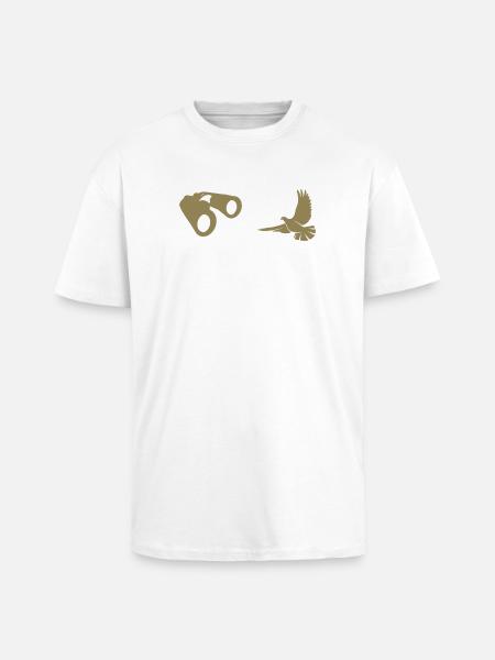 Minimalist Bird Watching Silhouette - Unisex Oversized Heavyweight T-shirt - white