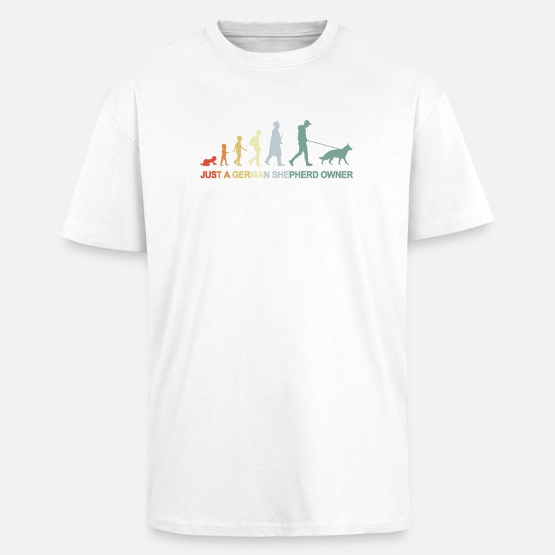 Evolution German Shepherd Owner - Unisex Oversized Heavyweight T-shirt - white