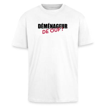 Déménageur / Déménagement / Déménager / Camion - T-shirt unisexe oversize épais - blanc - Devant - Alina (178cm) & Michal (187cm)