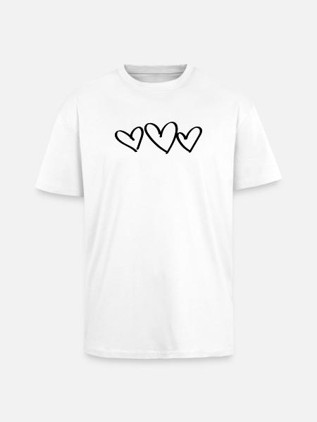 3 Herzen Liebe - Oversized Heavyweight Unisex T-Shirt - Weiß