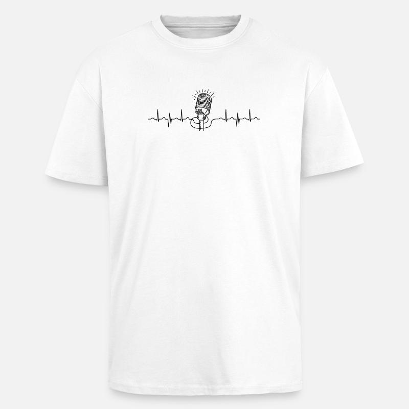 wave line microphone - Oversized Heavyweight Unisex T-Shirt - Weiß