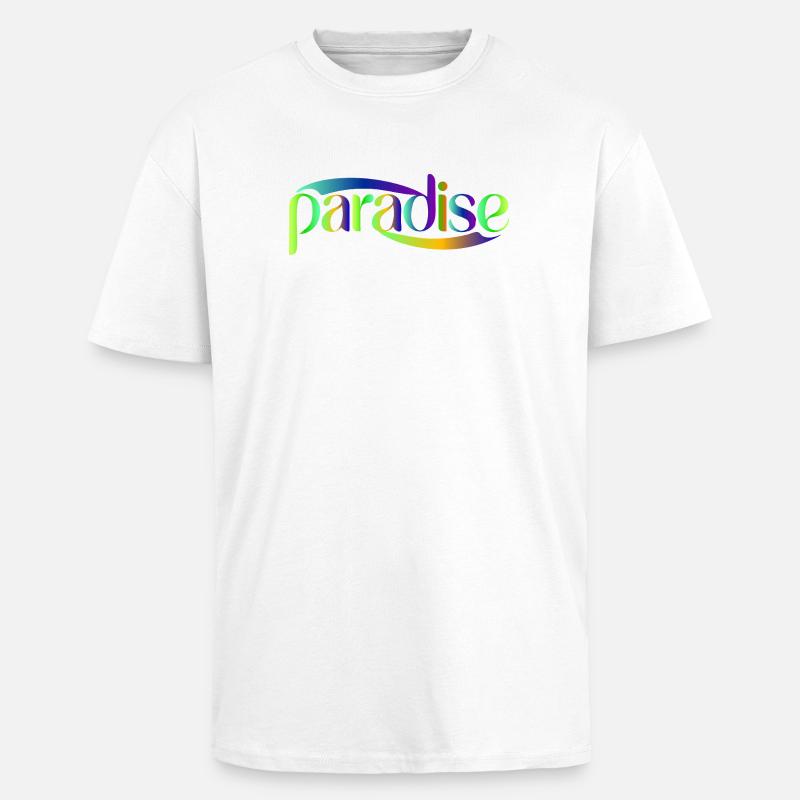 Paradise Rainbow Skriptdesign - Oversized Heavyweight Unisex T-Shirt - Weiß