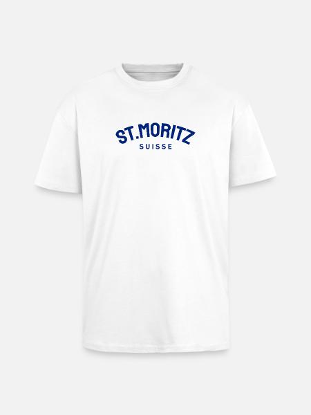 St. Moritz - Suisse - Switzerland - Swiss - Unisex Oversized Heavyweight T-shirt - white