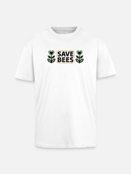 Save Bees Bees Flowers Conservation Beekeeper - Unisex Oversized Heavyweight T-shirt - white
