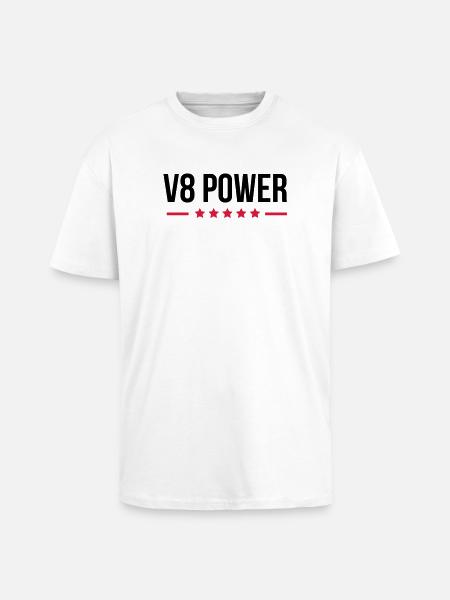 V8 Power - T-shirt unisexe oversize épais - blanc