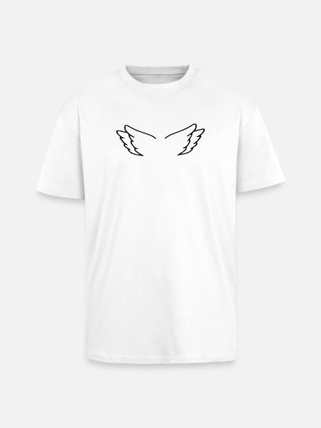 Alas de ángel - Camiseta unisex oversize de tejido grueso - blanco
