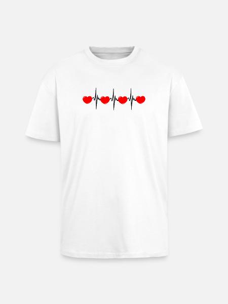 Heart rate hard red cardio ECG - Unisex Oversized Heavyweight T-shirt - white