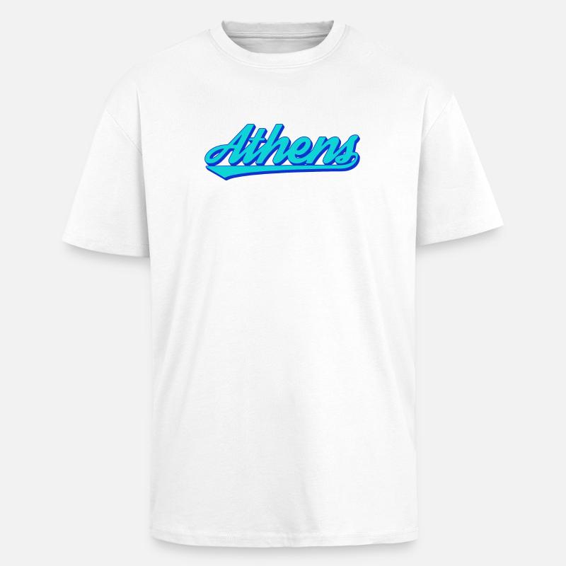 Athens Retro Script - Oversized Heavyweight Unisex T-Shirt - Weiß