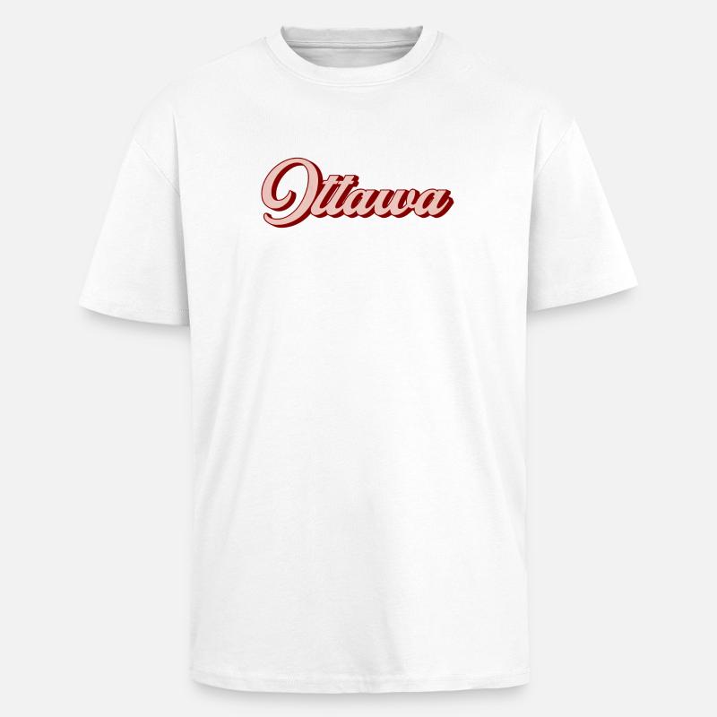 Script rétro d’Ottawa - T-shirt unisexe oversize épais - blanc