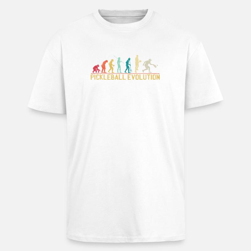 Pickleball Evolution Progression Design - Unisex Oversized Heavyweight T-shirt - white