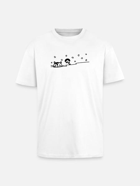Chat mignon dans la neige - T-shirt unisexe oversize épais - blanc