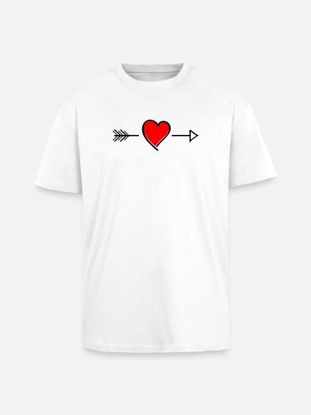 Heart contrast on black - Unisex Oversized Heavyweight T-shirt - white