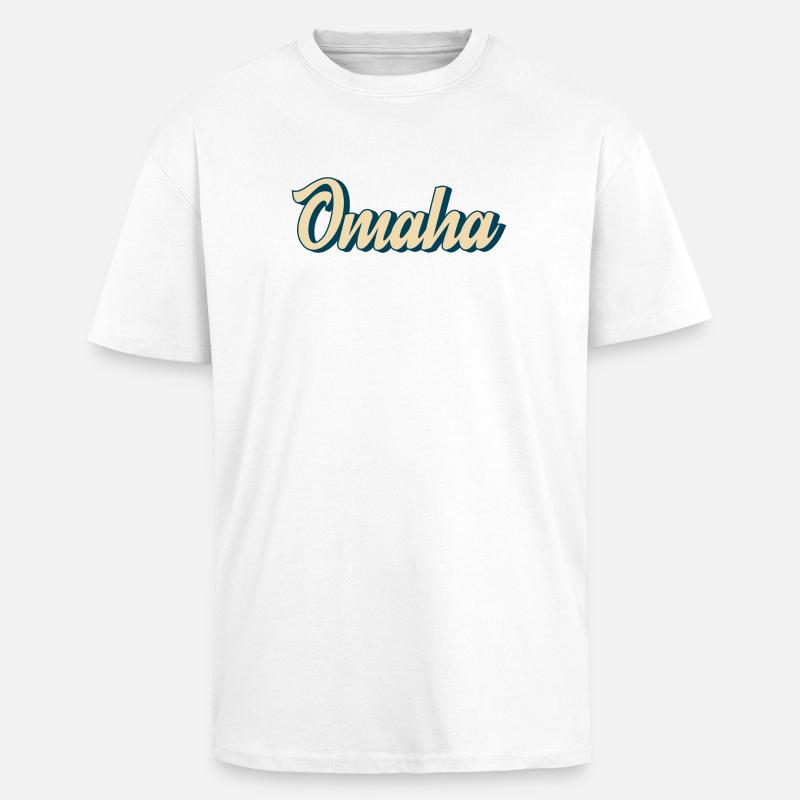 Omaha Script Rétro - T-shirt unisexe oversize épais - blanc