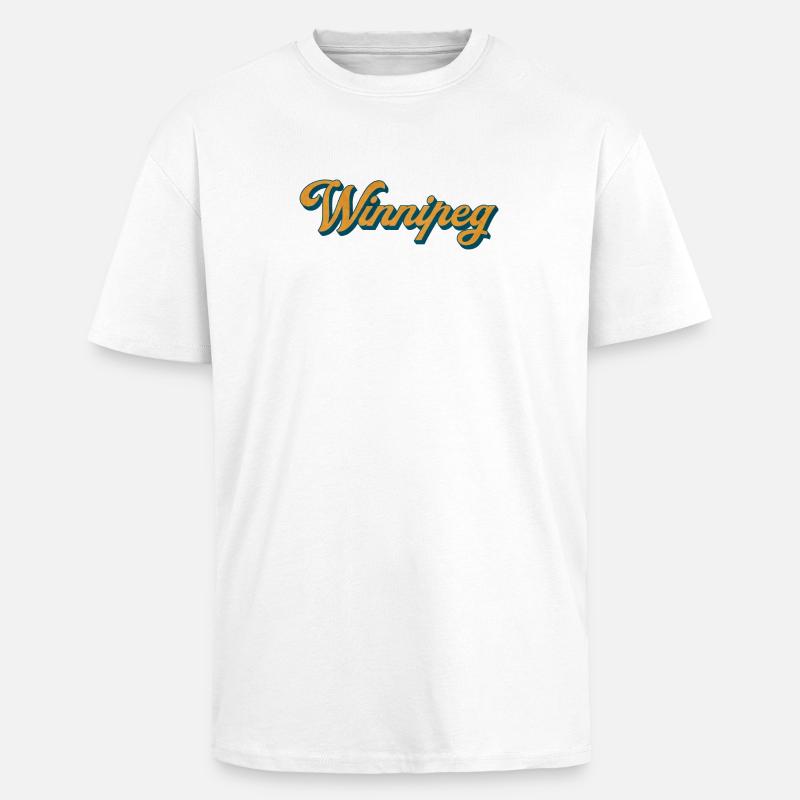 Winnipeg Retro Script - Unisex Oversized Heavyweight T-shirt - white