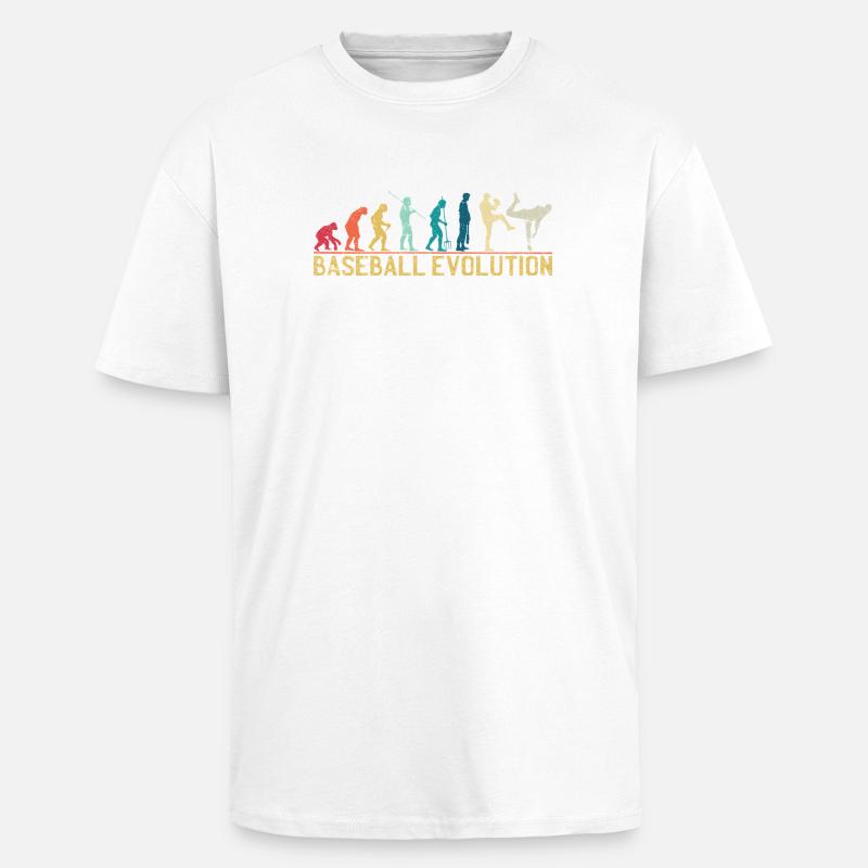 Baseball Evolution Illustration - Unisex Oversized Heavyweight T-shirt - white