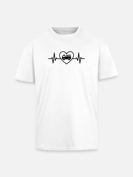 Fire Truck Heart - Unisex Oversized Heavyweight T-shirt - white