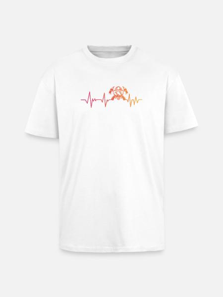 Firefighter Sunset Heartbeat Firefighter - Unisex Oversized Heavyweight T-shirt - white