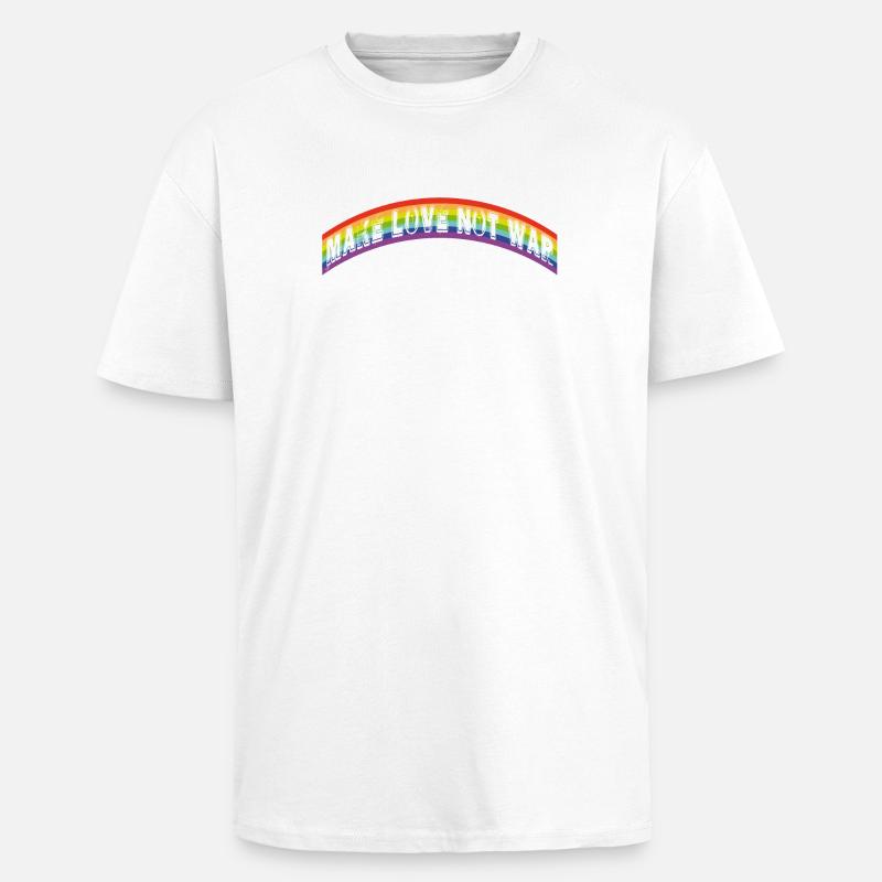 make love not war | rainbow flag - Oversized Heavyweight Unisex T-Shirt - Weiß