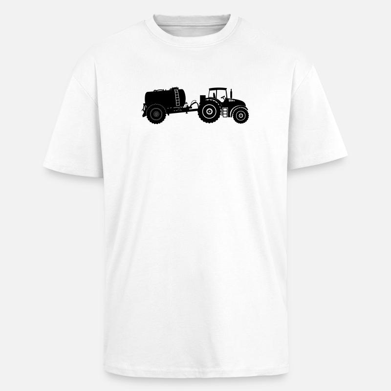 Traktor mit Geierbehälter - Oversized Heavyweight Unisex T-Shirt - Weiß