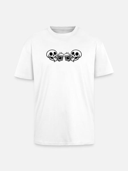 Skeleton Team Beer - Unisex Oversized Heavyweight T-shirt - white