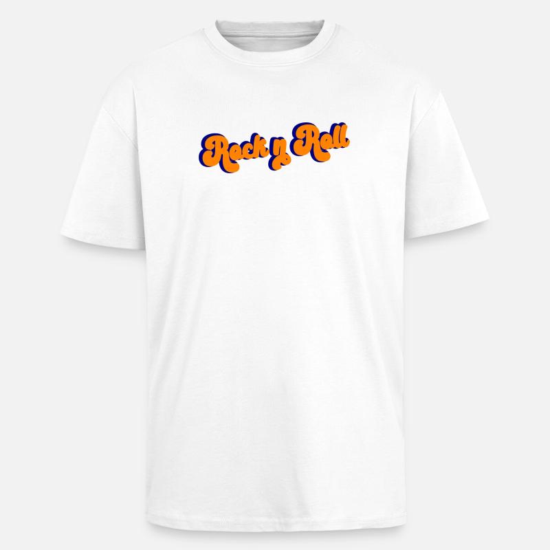 Rock and Roll Design Retro - Unisex Oversized Heavyweight T-shirt - white