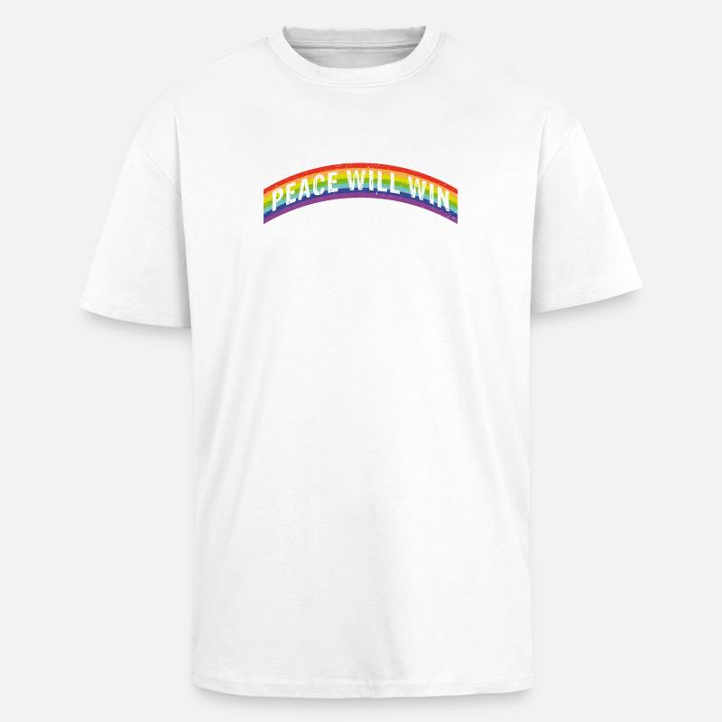 Rainbow Rainbow Peace will win - Unisex Oversized Heavyweight T-shirt - white