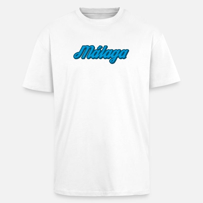 Málaga Coastal Script Blue - Unisex Oversized Heavyweight T-shirt - white