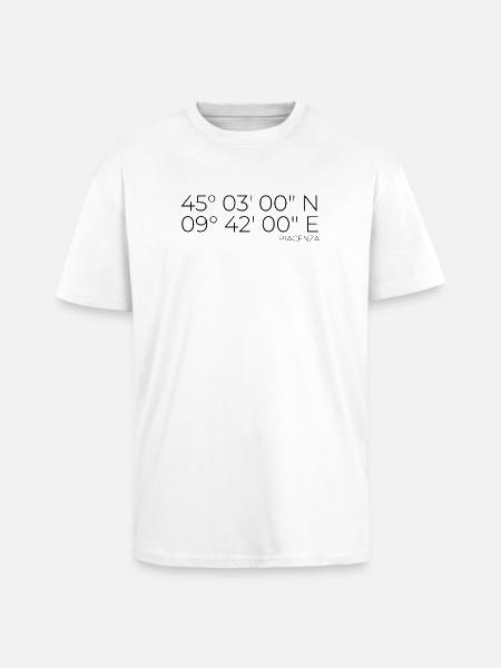 Coordinates: Piacenza, Italy - Unisex Oversized Heavyweight T-shirt - white