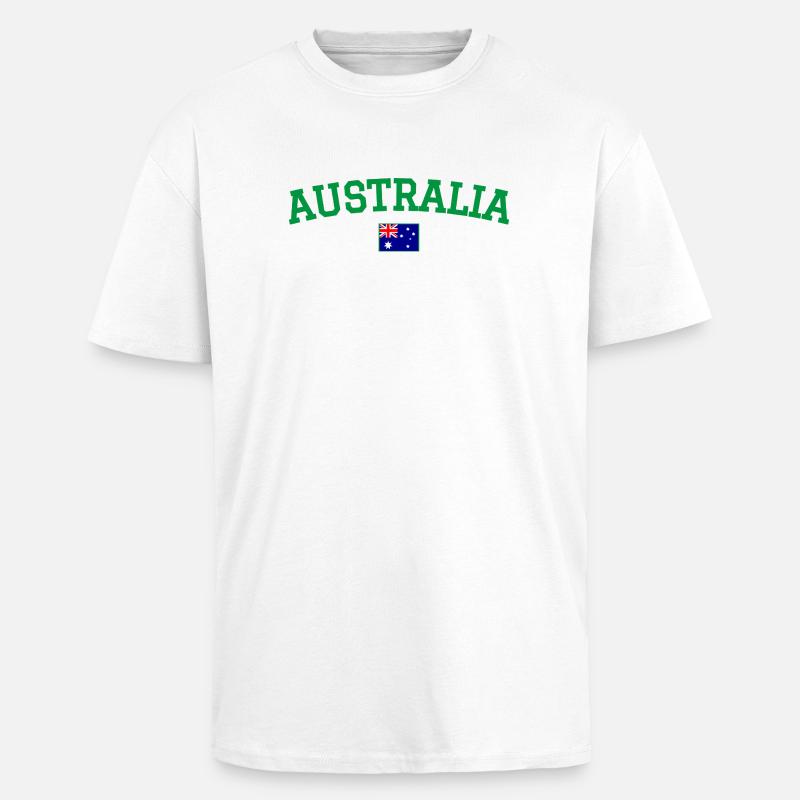 Drapeau de design australien vert - T-shirt unisexe oversize épais - blanc