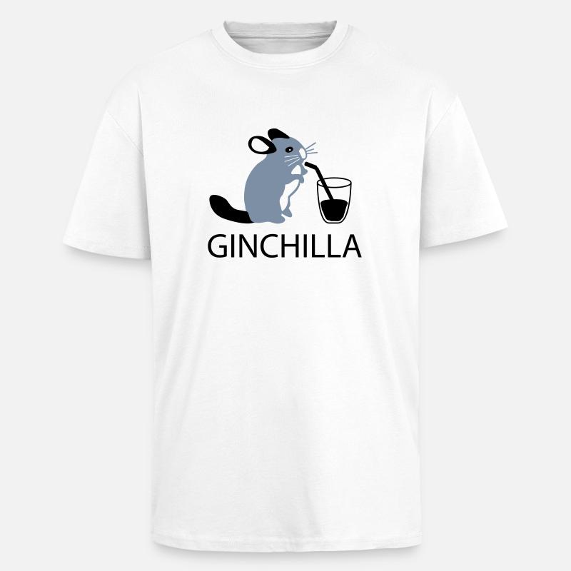 ginchilla - Gin et de refroidissement - T-shirt unisexe oversize épais - blanc