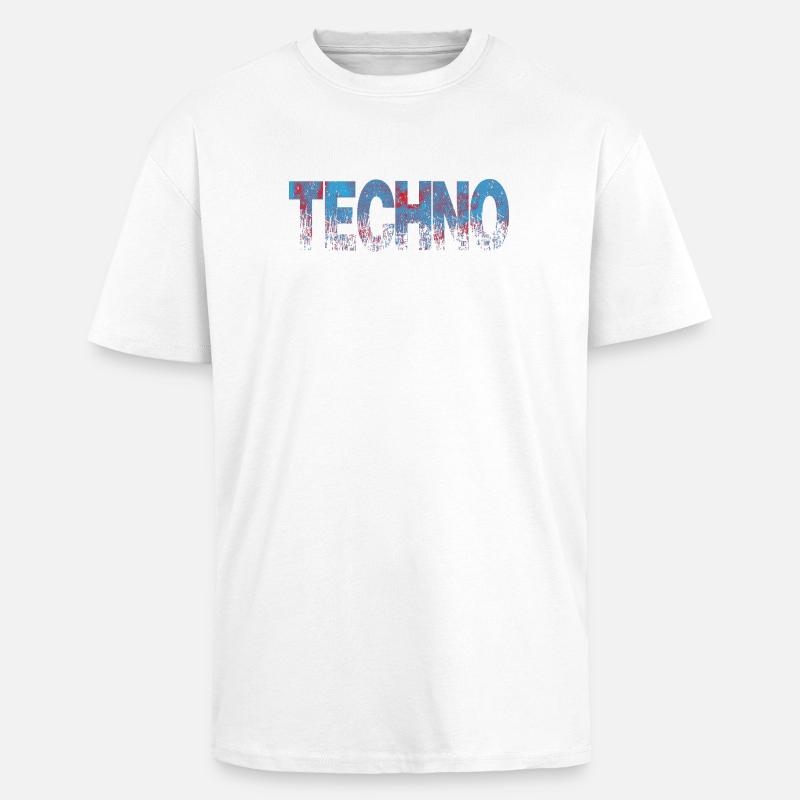 Techno Texte en difficulté Art - T-shirt unisexe oversize épais - blanc